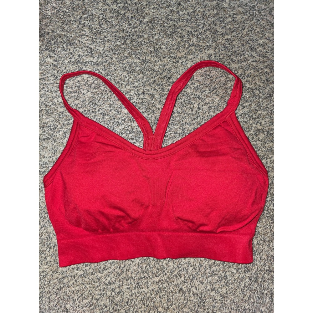 Gymshark Vital Seamless 2.0 Sports Bra Red V-Neck Racerback B4A4Q Womens Large